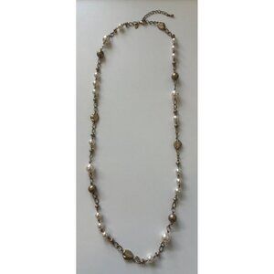 Lia Sophia Necklace Gold Tone Pearl Accents Chain Adjustable 18"